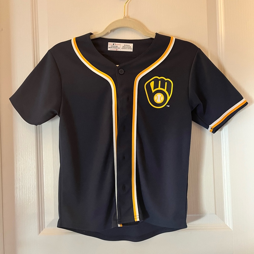 Kids Navy Brewers Button up Shirt